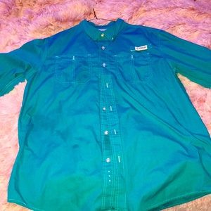 Magellan loose fit teal button up
